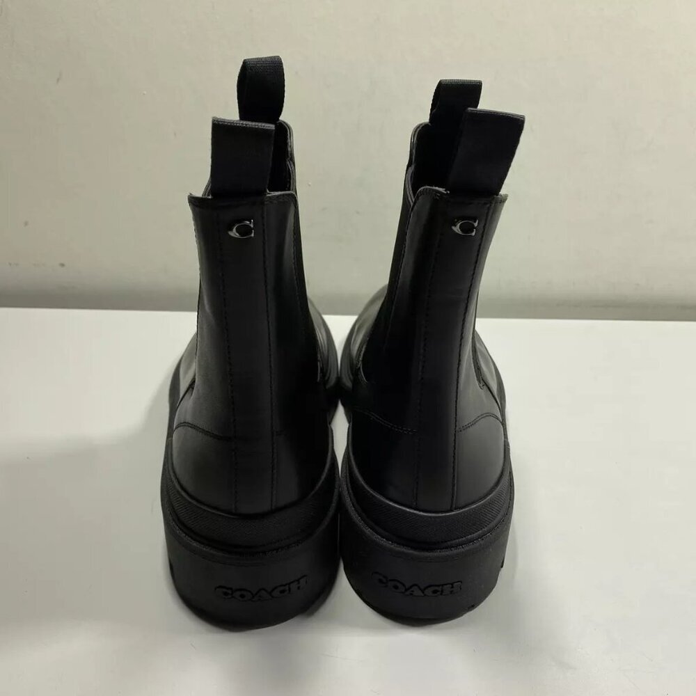 NEW COACH Men's Collin Boots Size 12D Chelsea Pull-On Round Toe Leather Black - Picture 4 of 6